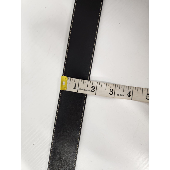 Vintage Talbots Black Leather Belt Silver Equestrian Style Ring Buckle, Size XL main image 5